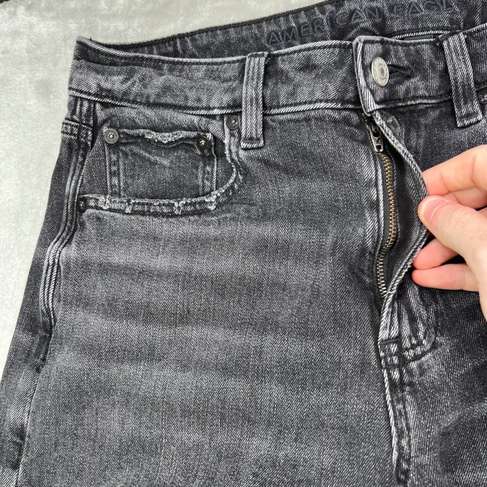 American Eagle Jeans Womens 6 Short Black Super High-Rise Baggy Wide Leg Grunge - Picture 5 of 15